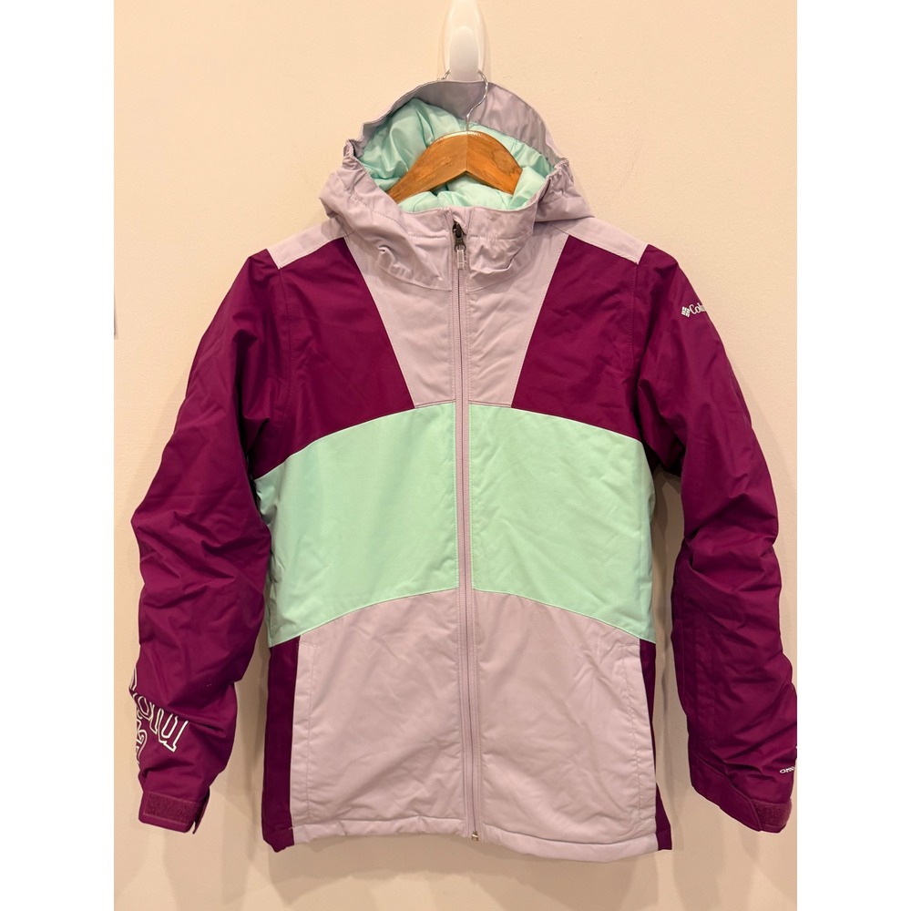 Columbia Girls L 14/16 Omni-Heat Outgrown Hooded Winter Jacket Colorblock Purple